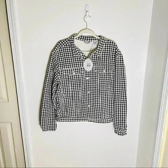 NWT Princess Polly Michael Jacket Oversized Houndstooth Denim Jacket Boyfriend - Picture 2 of 9